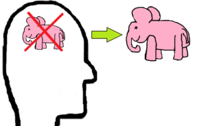 stoppen met denken en roze olifantjes